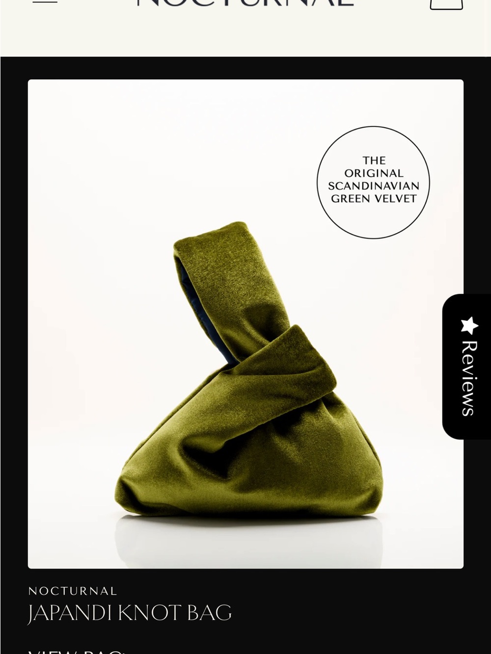 Nocturnal Japandi Knot Bag - Scandinavian Green Velvet - Picture 2 of 6